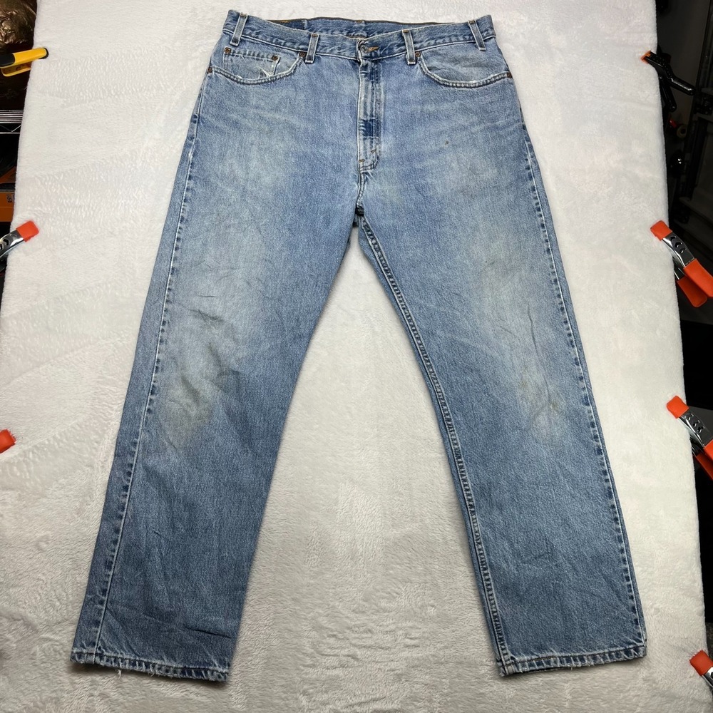 Vintage Levi's 505 Regular Fit Straight Leg Jeans Men Blue Denim Zip Fly - 38X30